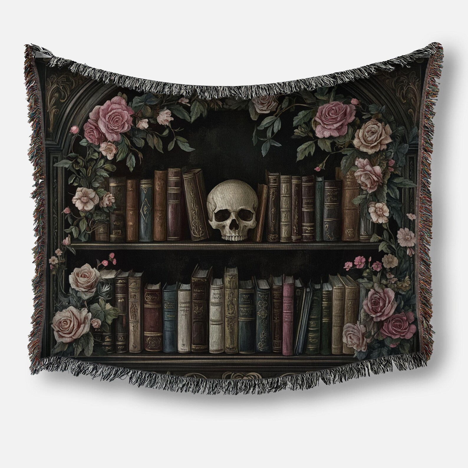 dark academia woven throw blanket