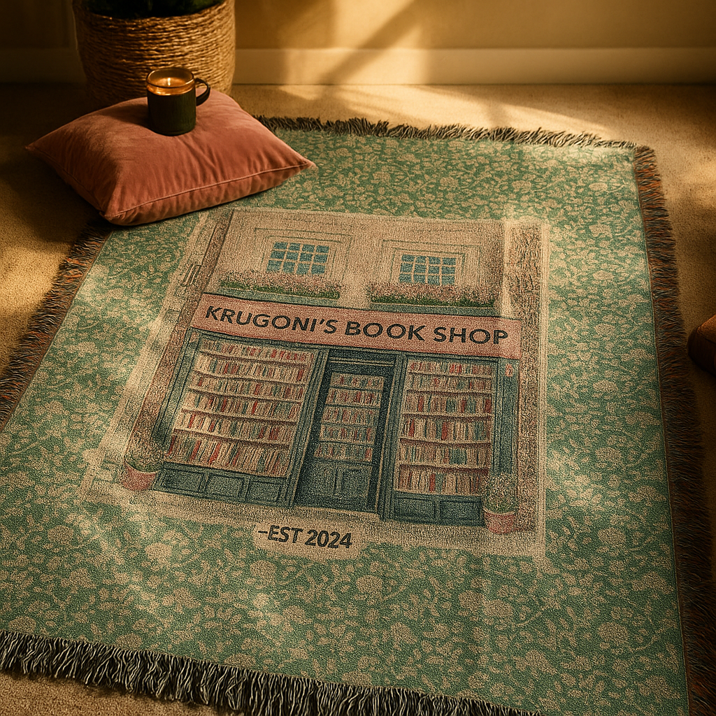 preppy bookshop woven blanket