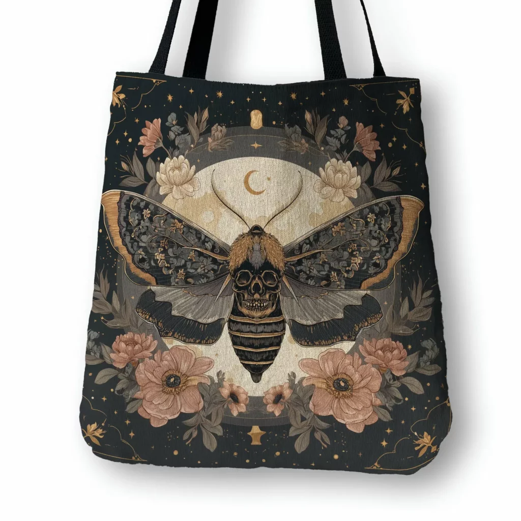 whimsigoth moth tote bag