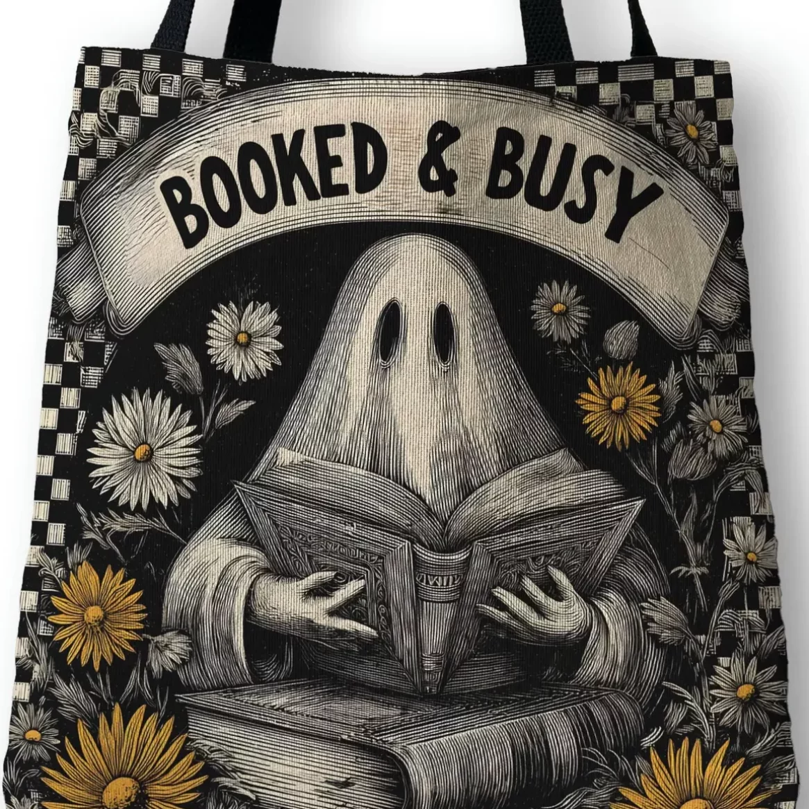 booked and busy tote bag